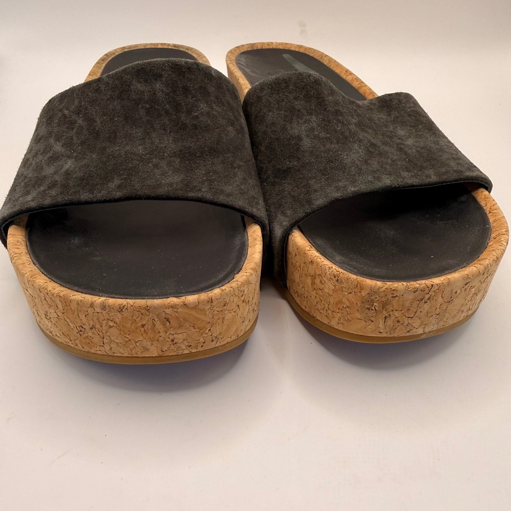 Veronica Beard Dresdyn Grey Suede Leopard Cork Platform Slide Sandals 7M - Picture 7 of 9